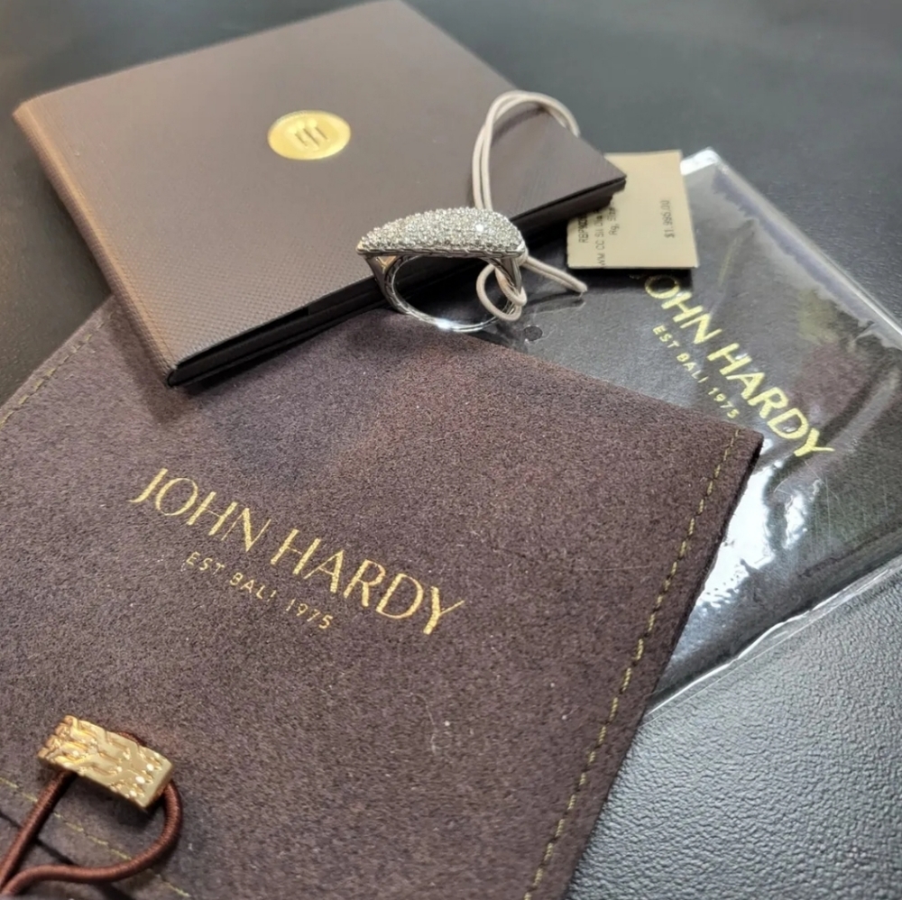 John Hardy Classic Pave Diamond Ring Rare NWT